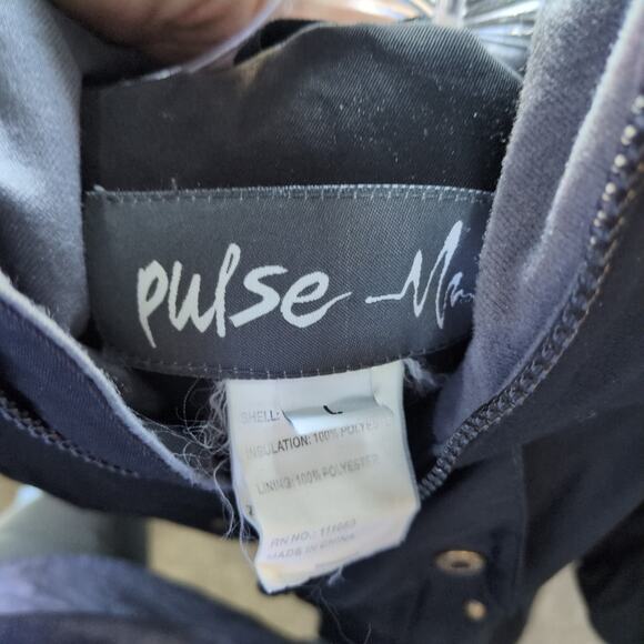 Vintage Pulse Windbreaker Jacket Womens L Black Hooded Full Zip Insulated Winter - Picture 6 of 8
